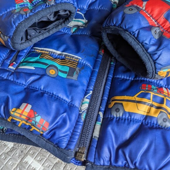 Children's Place Blue Cars Pattern Puffer Jacket Boys Kids 3T - Picture 2 of 3
